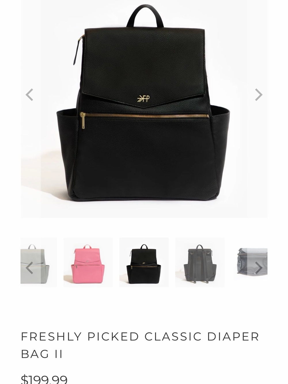 Freshly Picked Black Leather Diaper Backpack